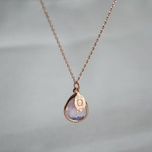 October Birthstone Graduation Necklace Gift, Pink Opal Jewelry Personalized with